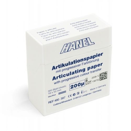 Бумага артикуляционная для первой стадии проверки Hanel Articulating Paper 200 мкм (300 полосок)