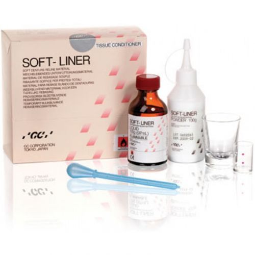 Материал акриловый для мягкой перебазировки съемных протезов GC Soft Liner (набор) Материал акриловый для мягкой перебазировки съемных протезов GC Soft Liner (набор)
