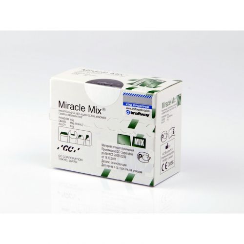 Цемент стеклоиономерный с содержанием серебра GC Miracle Mix (набор) Цемент стеклоиономерный с содержанием серебра GC Miracle Mix (набор)