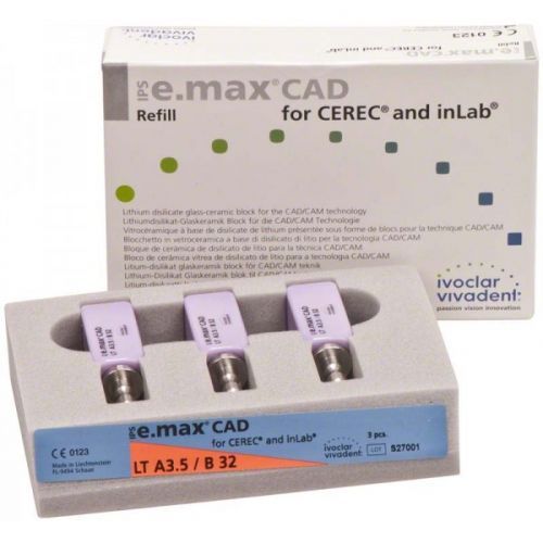 Блоки IPS e.max CAD для CEREC и inLab LT B32, по 1 x 3
