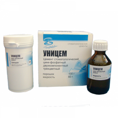 Цемент стоматологический цинкофосфатный Уницем (100 г + 60 г) Цемент стоматологический цинкофосфатный Уницем (100 г + 60 г)